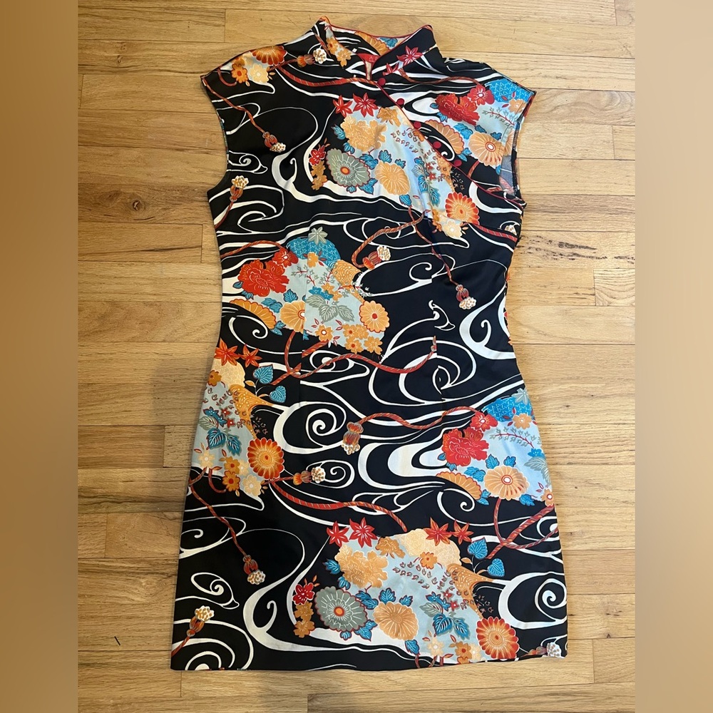 ABS Allen Schwartz Black Floral Mini Dress